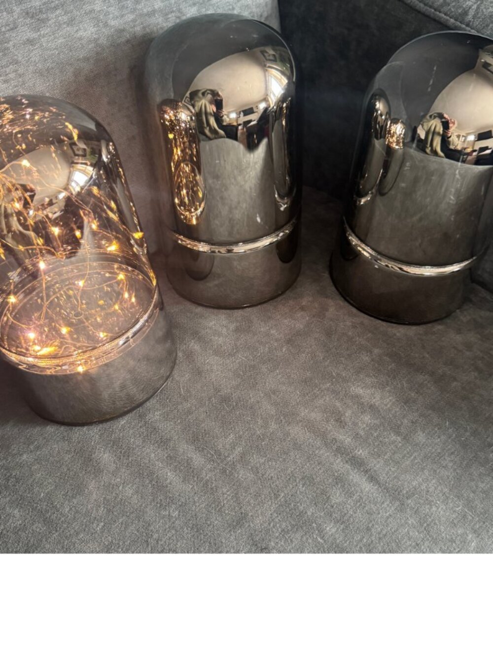 Set x 3 70's Retro Vibe Chrome LED Dome Lights Smoked Glass, Fairy Lights